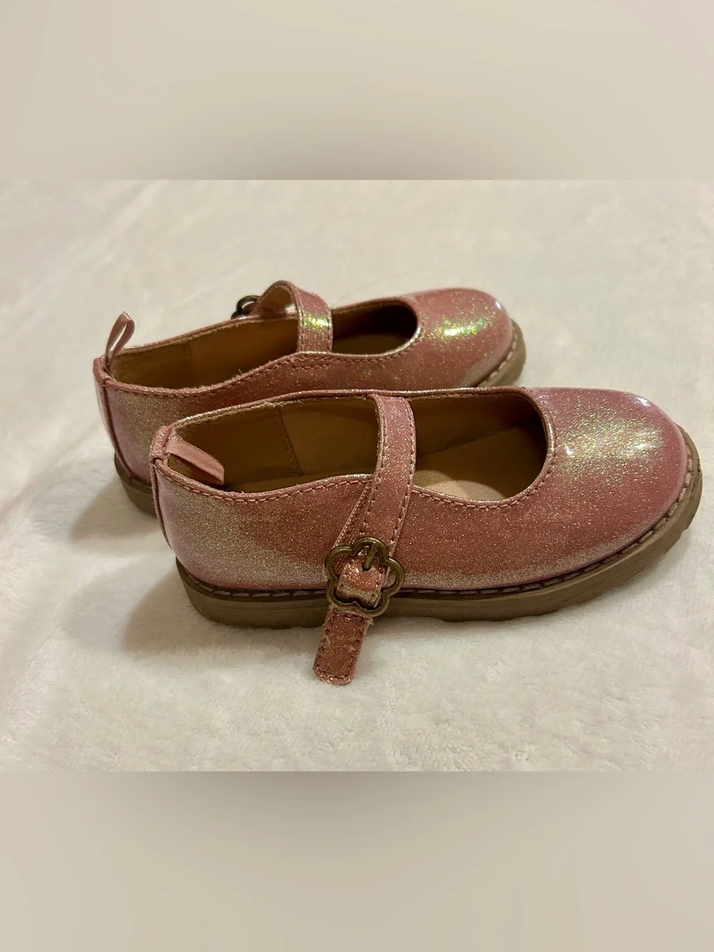 Old Navy Girls Pink Glitter Mary Jane Dress Shoes Size 8